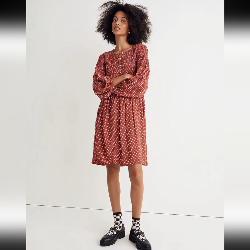 Madewell Challis Button-Front Mini Dress in Tiny Daisy